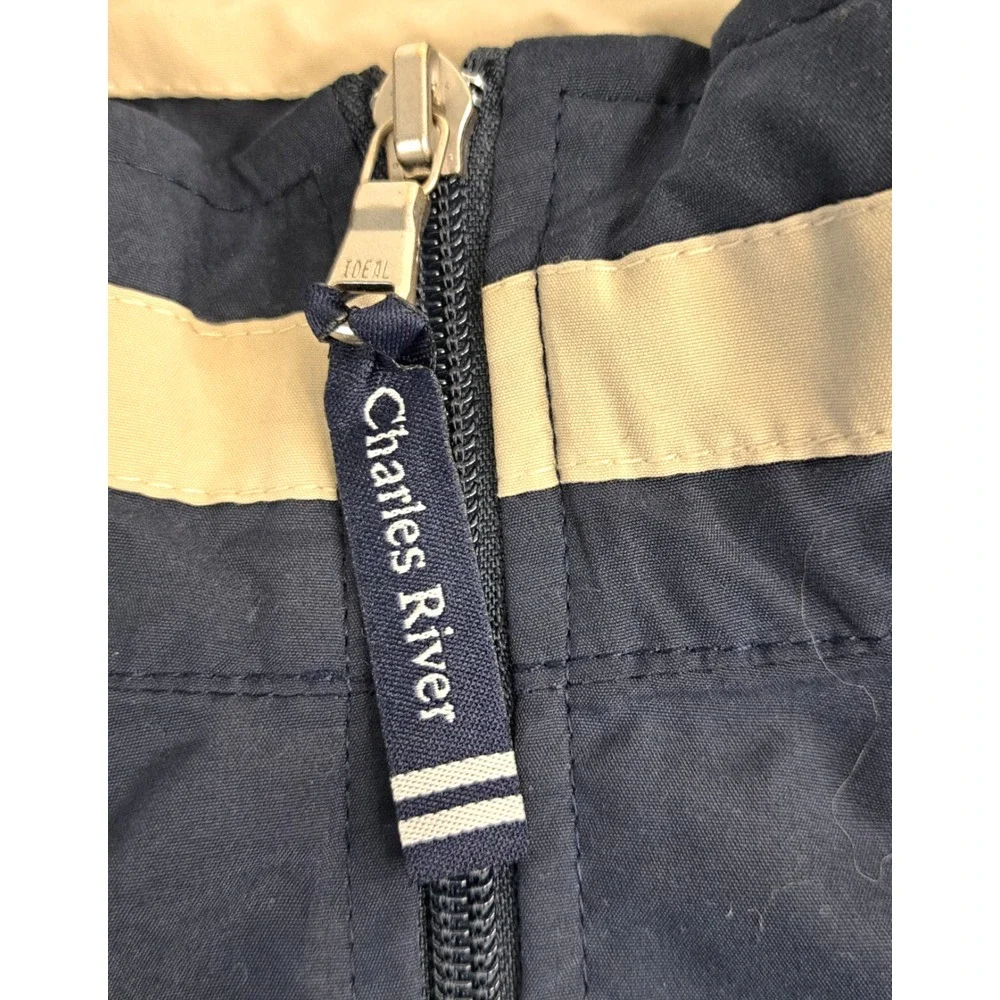 Vtg Charles River Apparel USTA Full Zip Jacket Navy Blue Pockets Rip Cord - Picture 4 of 11